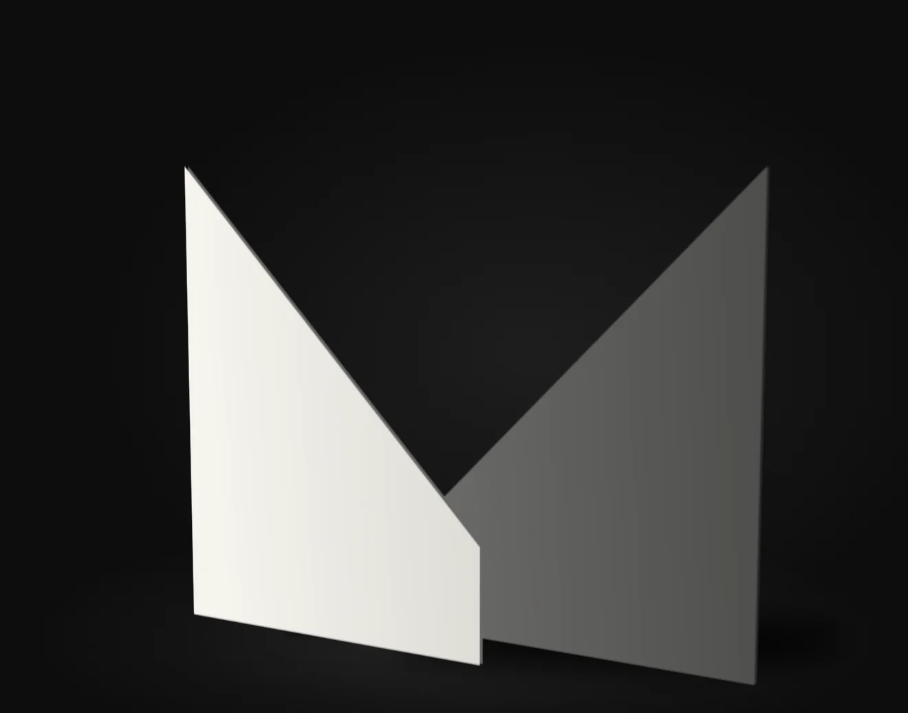 The two planes of the Merova mark standing as sheets under a light.